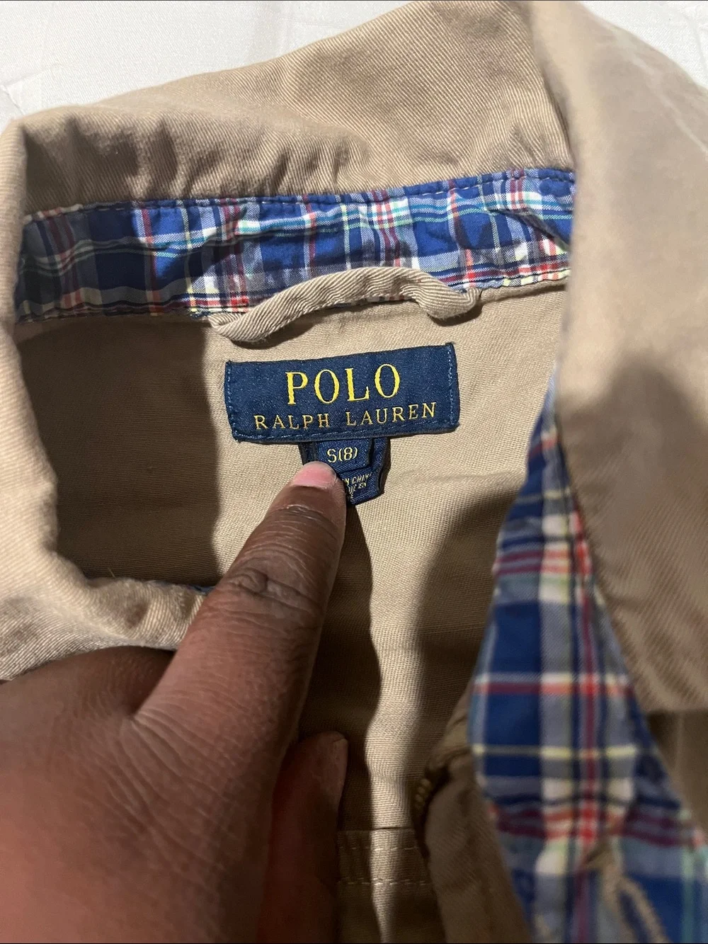 Ralph Lauren kids sz S (8)Tan Cotton Jacket - Classic Polo Logo